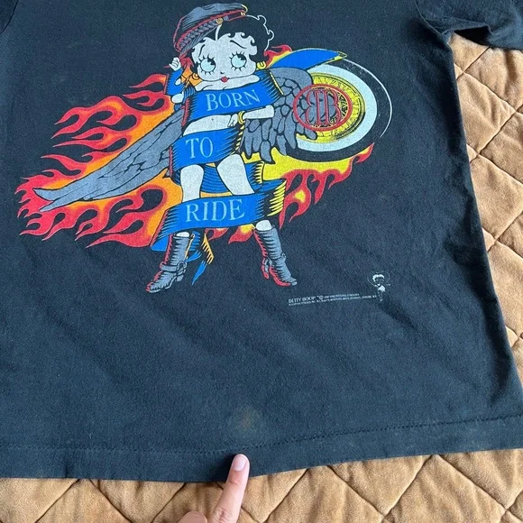 Vintage Betty Boop Motorcycle Tee Medium Black - Picture 2 of 9